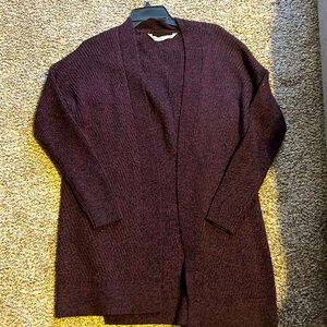 ATHLETA | Maroon Red Chevron Shaker Open Front Knit Cardigan Sweater